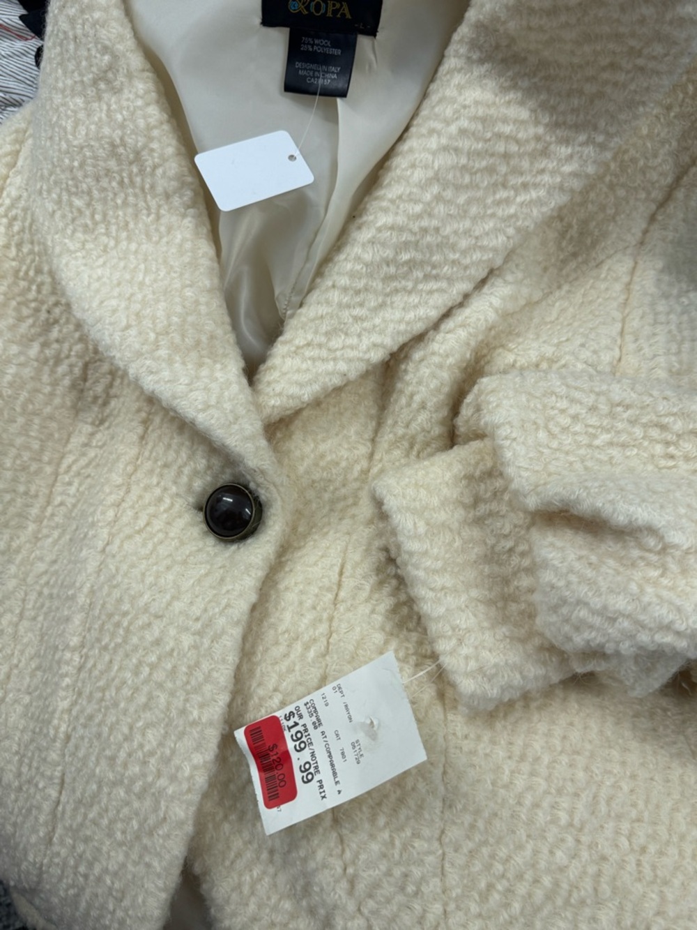 Cream Teddy Jacket - Picture 3 of 3